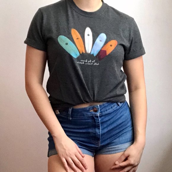 Gray Colorful Surfboard Collection Australian Tee - Picture 1 of 4